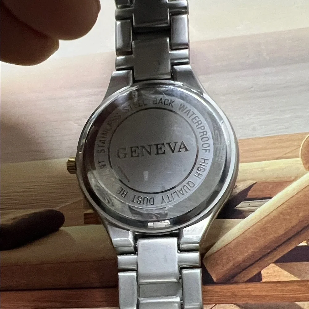 Geneva Crystal Quart Two Tone Men Watch